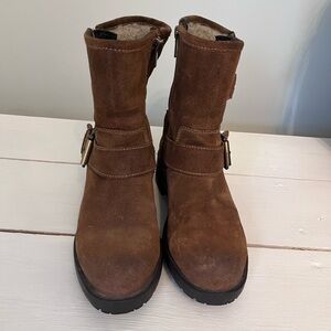 Clarks Brown Suede Ankle Boots with Buckle